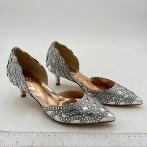 XYD Women's Pumps, Elegant Pointed Toe, D'Orsay Kitten Low Heels, Rhinestone